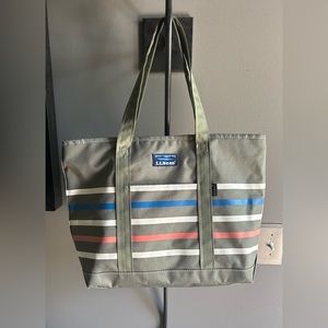 LL Bean Everyday Lightweight Striped Tote New NWOT Army Green Olive